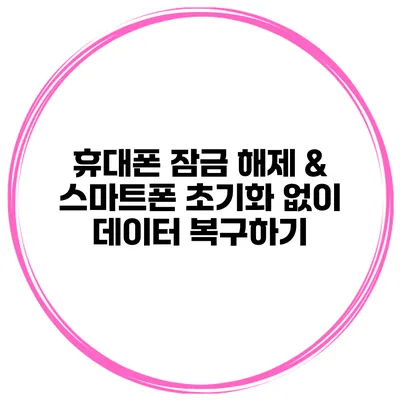휴대폰 잠금 해제 & 스마트폰 초기화 없이 데이터 복구하기